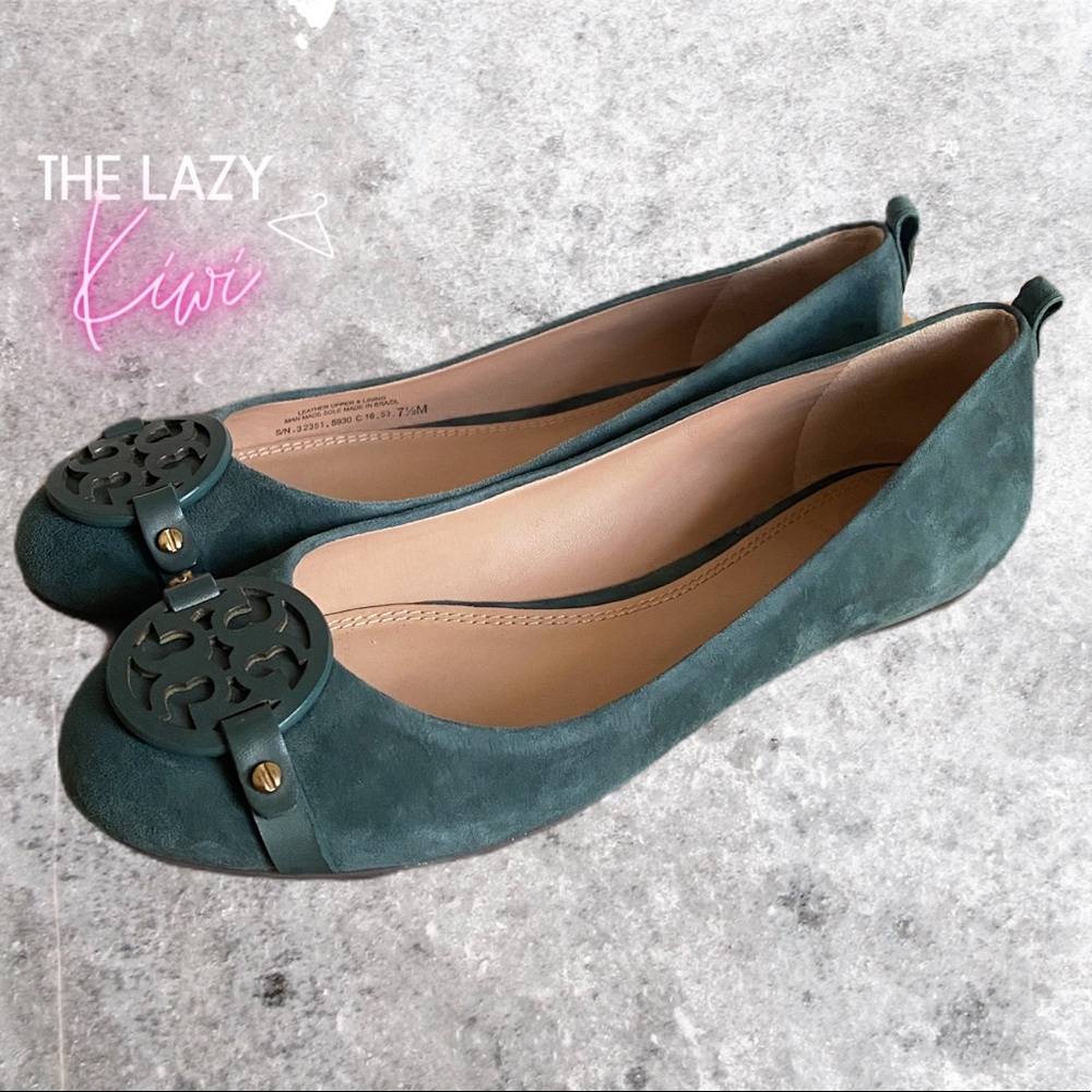 TORY BURCH Mini Miller Flat Sz 7.5 Green